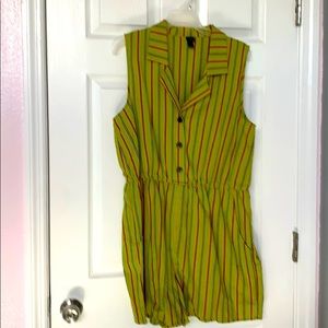 Green multi striped short romper